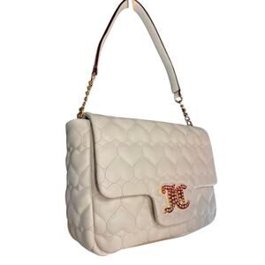 NWT $80 Juicy Couture Crystal Cream Brighter Than Diamond Flap Quilted Heart Bag